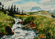 TS 38 Alpine Summer, Watercolour.6.5x4.5 - $160