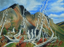 TS 57 Burnt Trees on Mt. Becker, Oil on canvas, 16x12 - $400