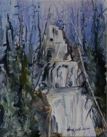 TS 13 Hidden Falls, Watercolour on Yupo, 10.5x13.5 - $400