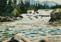 TS 41 Wapiti Falls, Watercolour, 6.5x4.5 - $160