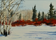 TS 32 Warm February Day, Watercolour, 6x2.5 - $160