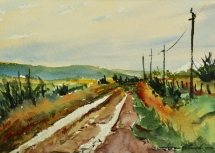 TS 31 Where the Prairie Ends, Watercolour, 6.5x4.5 - $160