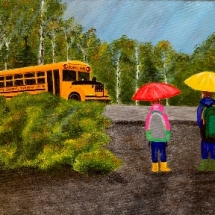 CM 09, Catching the Bus, 9 x 12 inches, $135