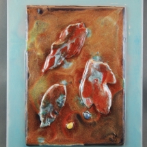 AK-04,Leaves and Lady Bugs, Aleeta Kent,Concrete and Resin, 7 x 9, $115