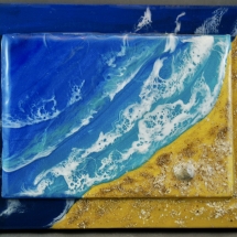 AK-05, Beach, Aleeta Kent, Resin and Shells, 7 x 9, $85
