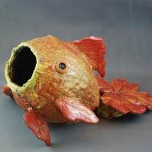 AK-14, Red Fish, Aleeta Kent, Concrete and Resin, 8 x 5, $125