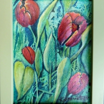 EK01, Tulips, Elke Kiesewetter, Acrylic, 18.5 cm x 23.5 cm, $160