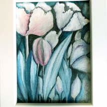 EK03, White Tulips, Elke Kiesewetter, Acrylic, 24.5 cm x 19.5 cm, $160
