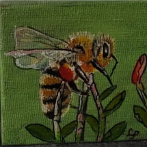 LP10, Little Bee, Leah Penner, Acrylic, 2.5 x 2.5, $15