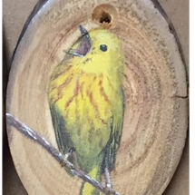 LQ2, Yellow Warbler, Lori Quesnel, Acrylic, 2.25 x 3.25, $30