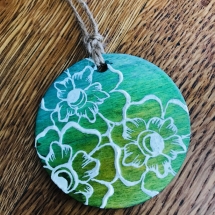 MF02, Green Ornament, Michelle Forrester, Mixed Media, 2x2, $20