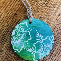 MF04, Green Ornament, Michelle Forrester, Mixed Media, 2x2, $20