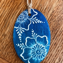 MF05, Blue Ornament, Michelle Forrester, Mixed Media, 2x2, $20