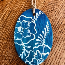 MF06, Blue Ornament, Michelle Forrester, Mixed Media, 2x2, $20