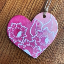 MF09, Pink Heart Ornament, Michelle Forrester, Mixed Media, 2x2, $20