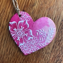 MF10, Pink Heart Ornament, Michelle Forrester, Mixed Media, 2x2, $20