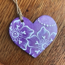 MF13, Purple Heart Ornament, Michelle Forrester, Mixed Media, 2x2, $20