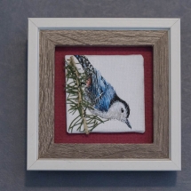 SC01, Nuthatch, Sabrina Chevallier, Painted Canvas, 4X4, $45