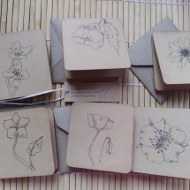 CLM02, Six Flower Notecards, Carol Mayer, Ink, 3x 3, $12