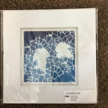 KM06, “Leaf Trap”, Katherine Moe, Cyanotype Monoprint, 8”x8”, $35