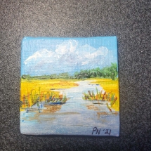 PN001, Duck Country, Patricia Nelson, Acrylic, 2 x 2, $20